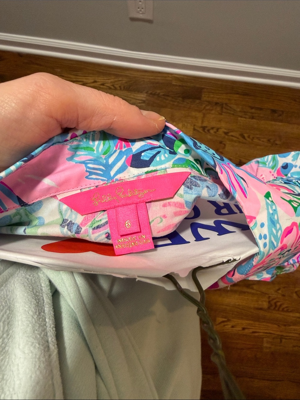 Lilly Pulitzer Pink, Green & Blue Floral Puff-Sleeve Midi Dress - Picture 4 of 4